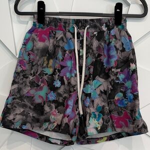 lululemon athletica Black Floral Swim Hybrids with Teal, Pink, Purple Accents